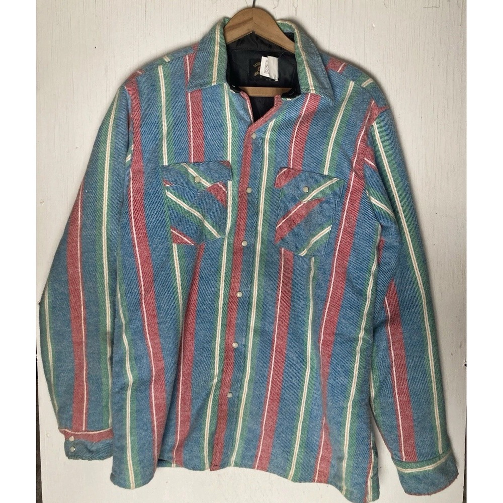 Vintage Saddle King Southwestern Blanket Jacket Mens USA Western Aztec Stripe